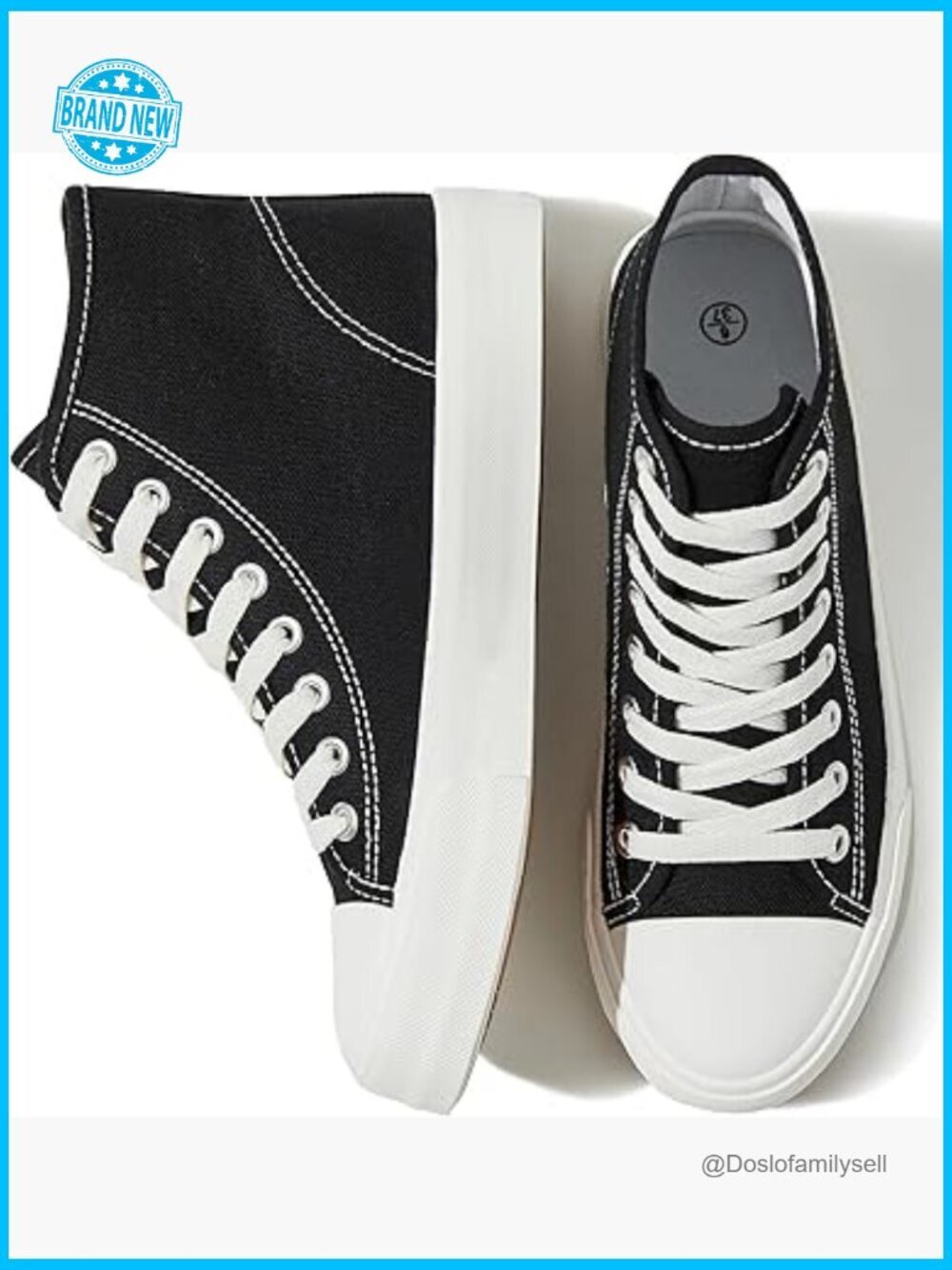 Canvas High Top Sneakers Lace Up Fashion Casual Shoes Comfortable Breathable